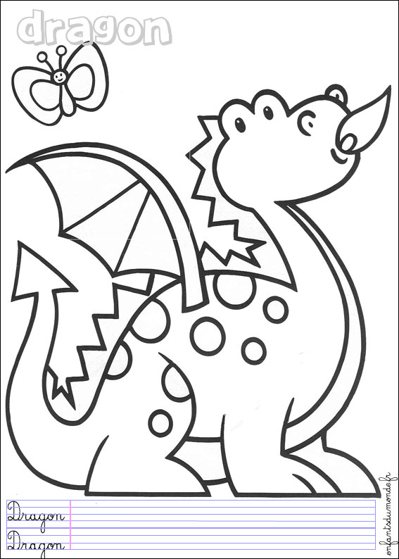 coloriage dragon 1 .. Coloriages Animaux préhistoriques en anglais